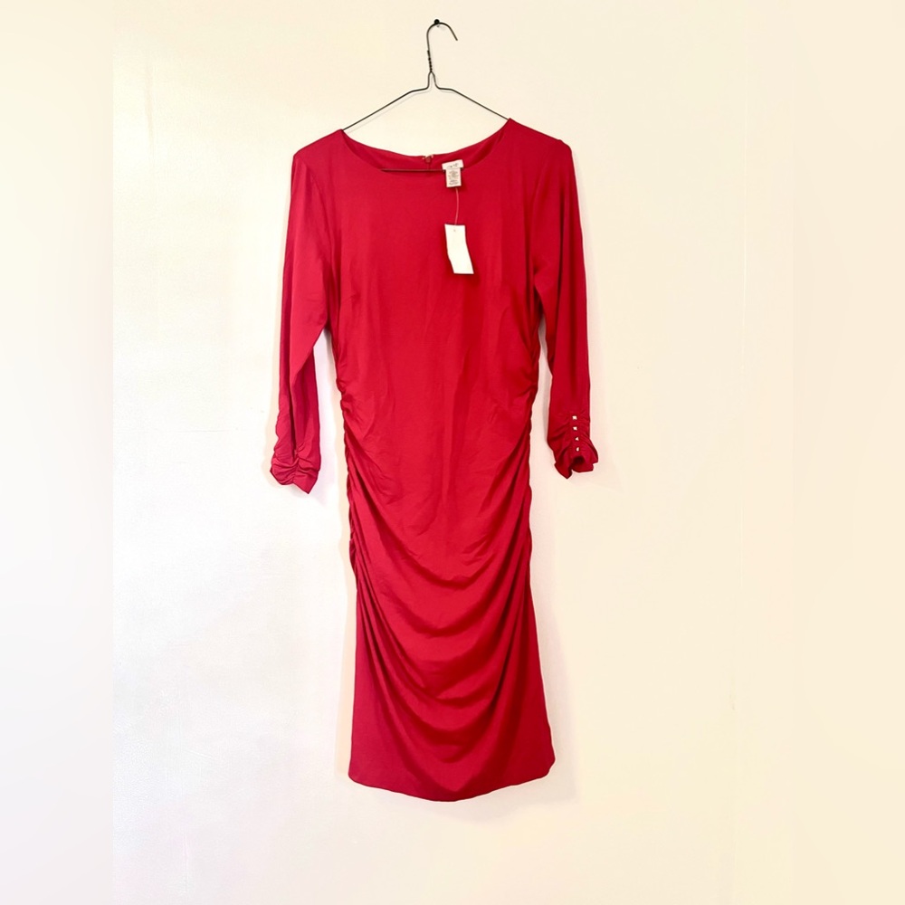 Cashe Red Ruffled Lined Cocktail Dress Size L